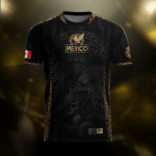 Mexico Black Aztec Sunstone Eagle Heritage Soccer Jersey