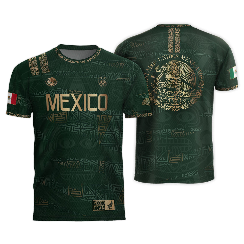 Mexico Green Gold Aztec Heritage Soccer Jersey