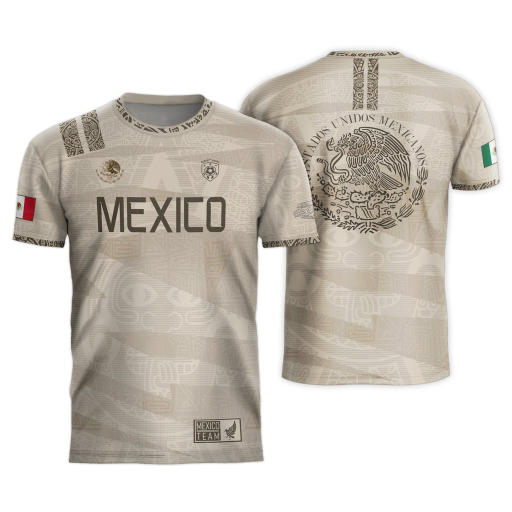 Mexico Beige Aztec Heritage Soccer Jersey